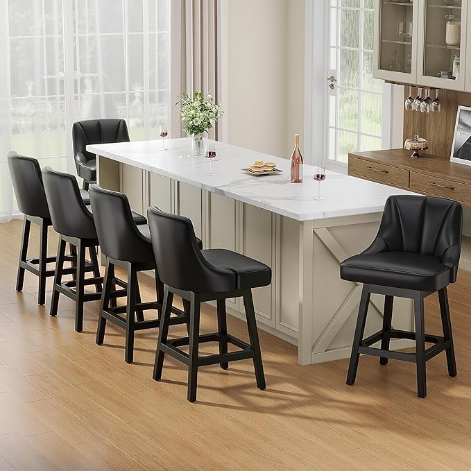 YaFiti Swivel Bar Stools Set of 3, 26 Inch Counter Height Bar Stools - Image 9