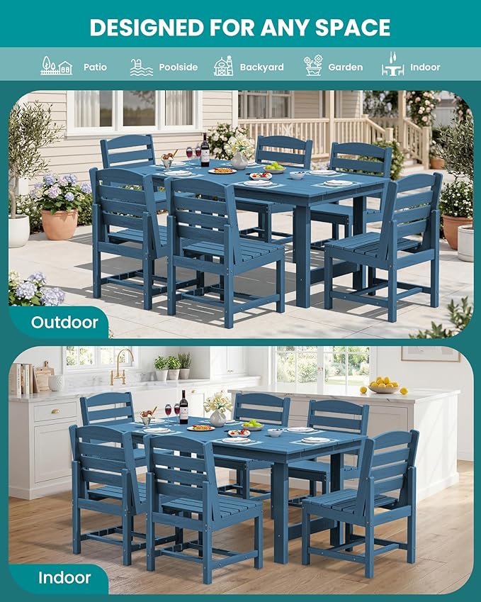 SERWALL Patio Dining Sets for 10 Person, HDPE Dining Set - Image 6