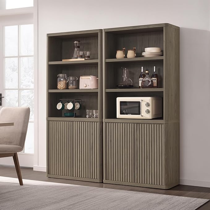 SICOTAS Book Shelf with Doors 71" Tall 6 Tier Bookshelf with Adjustable Shelves - Image 8