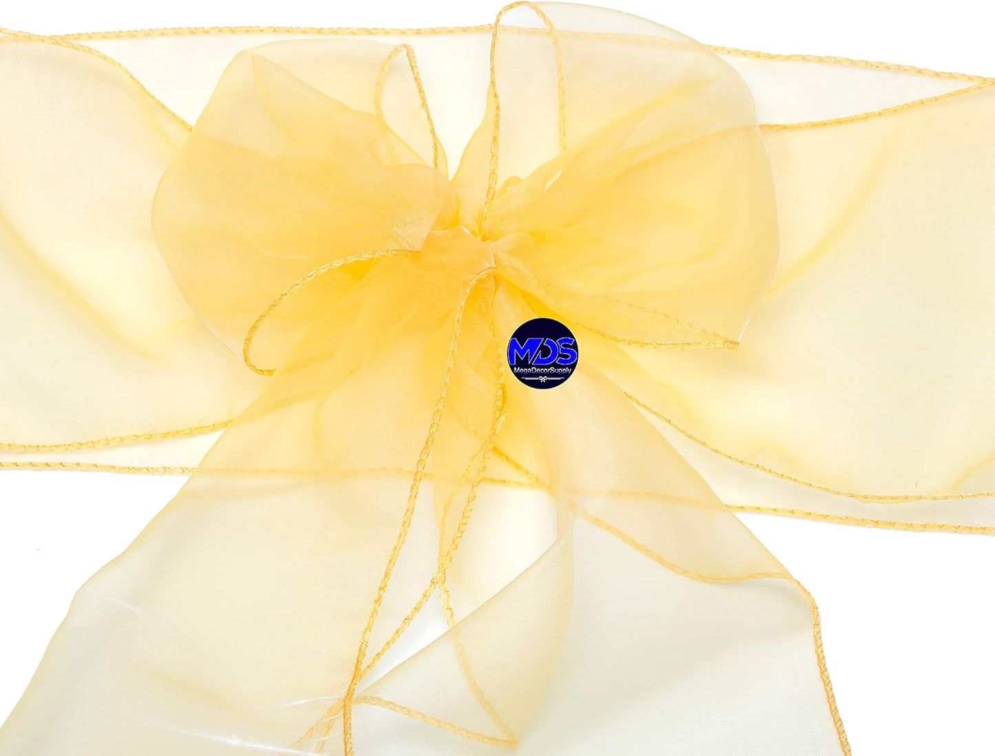 MDS Pack of 50 PCS Organza Chair Sashes Wider Dining Chair Bows Ribbon Tie Back for Wedding Party Birthday Bridal Shower Reception Event Banquet Home Chair Cover Decoration - Gold