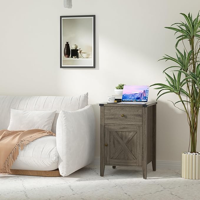 Betterhood Barnwood Rustic Farmhouse Nightstand, Side Table - Image 5