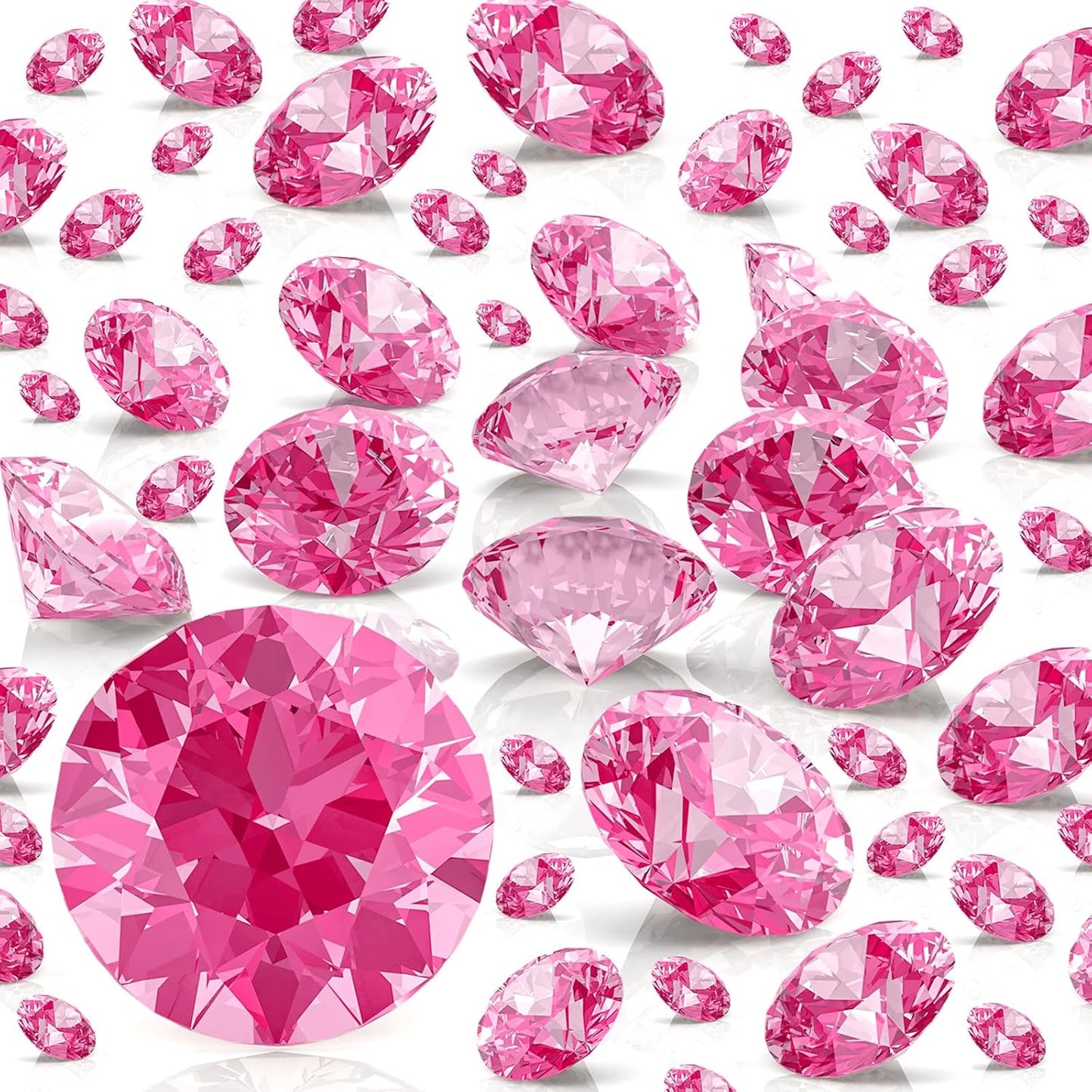 Hicarer 800 Pieces Diamond Decorations Acrylic Diamond Table Scatter Crystals for Table for Vase Fillers Party Decorations(20, 12, 10, 6, 3mm,Pink)