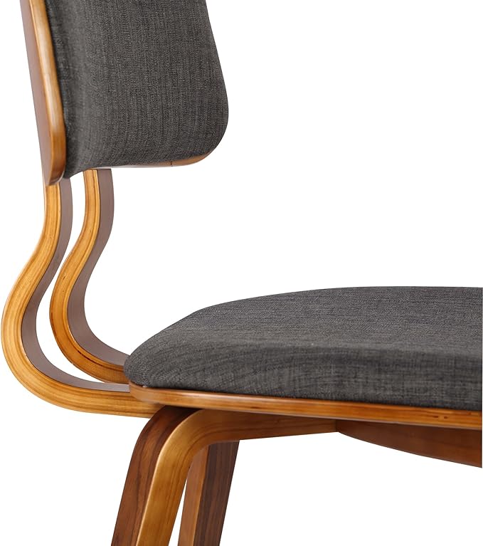 Armen Living Jaguar Mid-Century Dining Chair in Walnut Wood and Charcoal Fabric - Image 8