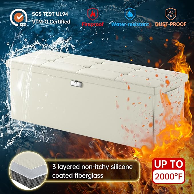 ENGPOW Storage Ottoman, Fireproof Folding Bench - Image 8