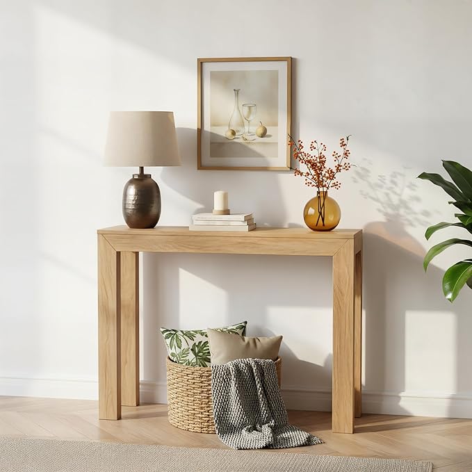 Plank+Beam Modern Solid Wood Console Table, 46 Inch, Sofa Table, Narrow by PlankBeam