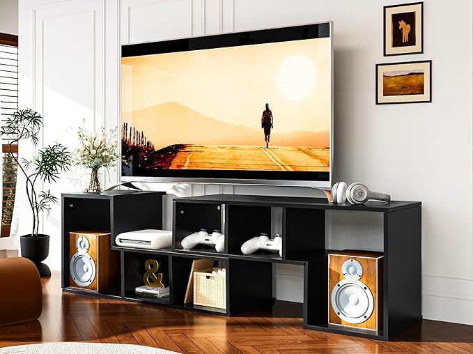 Recaceik Cube Bookshelf 2 Shelf Bookcase L-Shaped TV Console Stand Modern by Recaceik