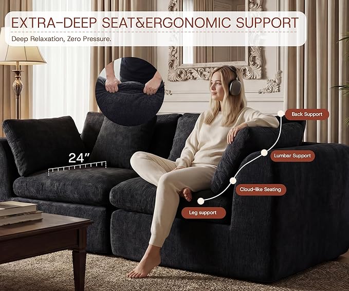 GRUSIGN 79'' Oversized Cloud Sectional Boneles Loveseat - Image 5