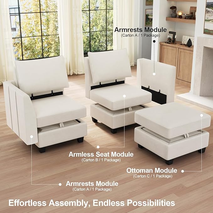 Belffin Modular Sectional Sofa Sleeper Sectional Couch - Image 4
