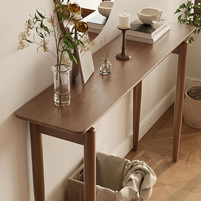 AQIMUELE Wood Console Table Walnut Entryway Table, Thin Console Table, Sofa - Image 6