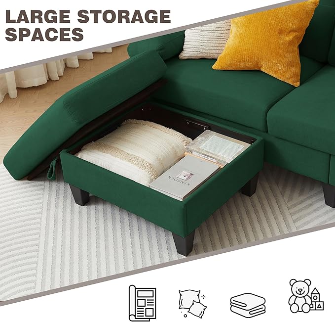 Sectional Sofa Couch for Living Room, Deep 3-Seater L Shaped Couches - Image 5