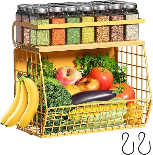 Magnetic Shelf for Fridge with Wood Lid, Fruit Potato and Onion Storage Bins by Ofiray-home