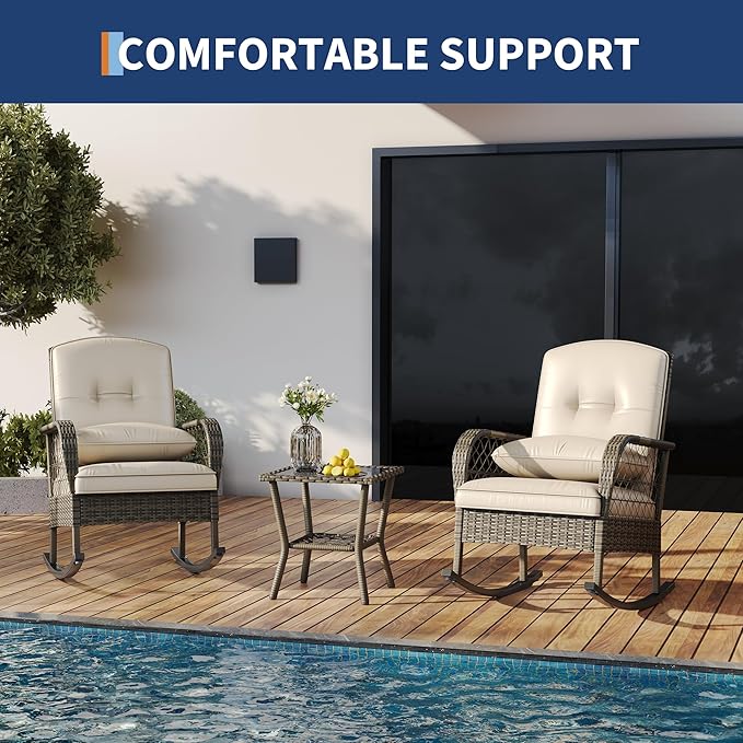 Outdoor Wicker Rocking Chair, Patio Rattan Rocker Chair - Image 7