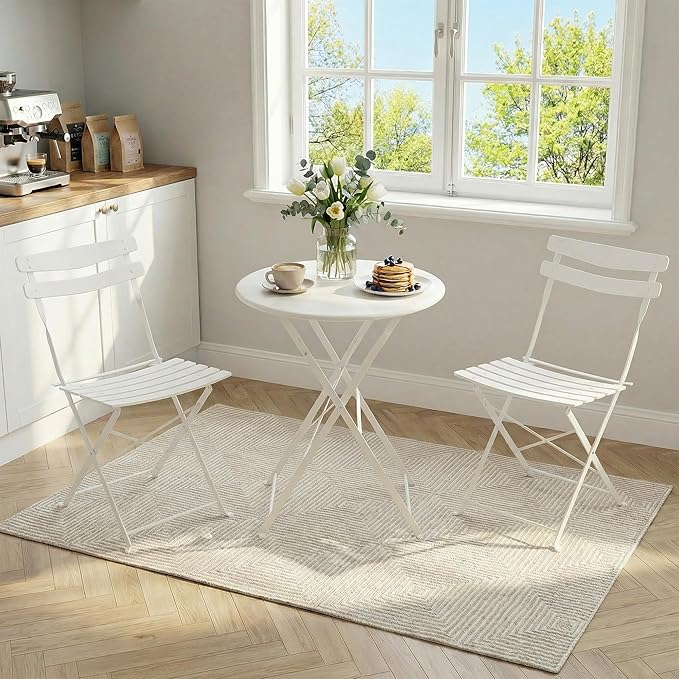 GarveeLife 3 Piece Patio Bistro Set, Folding Patio Bistro Table and Chairs Set - Image 3