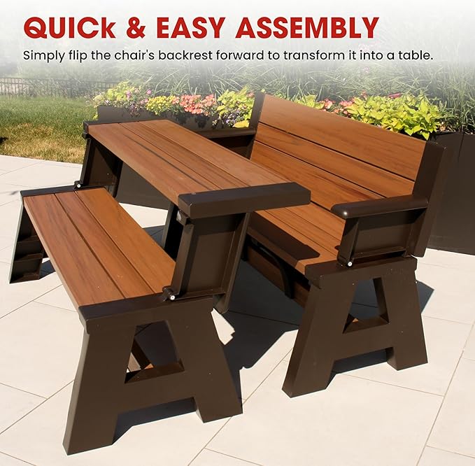 Convert-a-Bench Gen 1 2-in-1 Outdoor Convertible Bench to Picnic Table | - Image 4