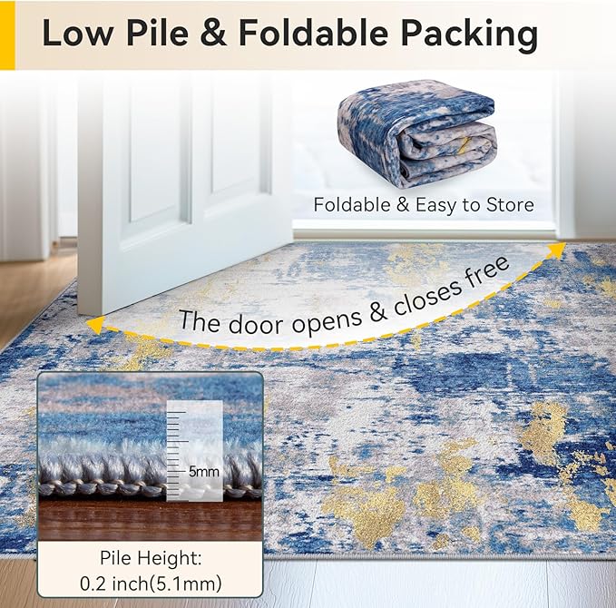 RELEANY Washable Area Rugs 3x7 Non-Slip Modern Abstract Soft - Image 4