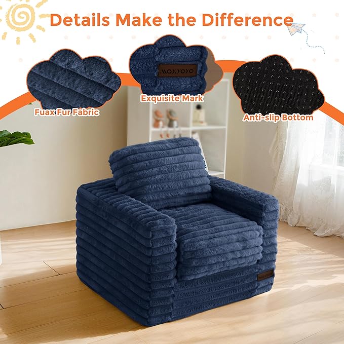 MAXYOYO Kids Bean Bag Chair, Comfy Faux Fur Bean Bag Sofa - Image 3