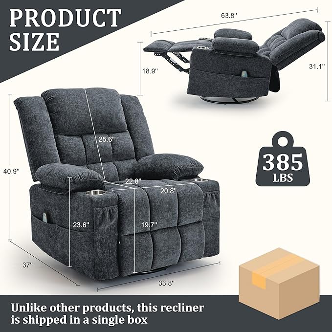 Korser 360° Swivel Rocker Recliner - Image 2