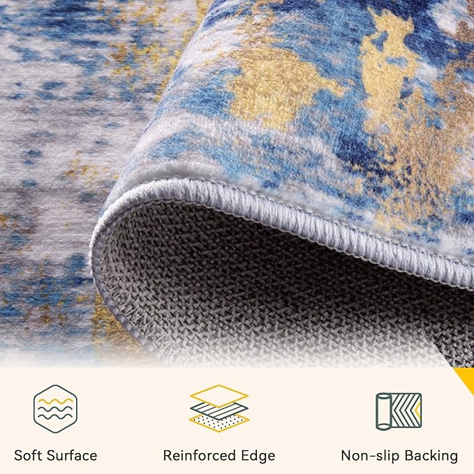 RELEANY Washable Area Rugs 7x10 Non-Slip Modern Abstract Soft - Image 3