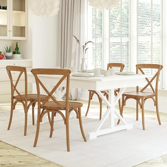EMMA + OLIVER Light Brown X-Back Chair - Image 2
