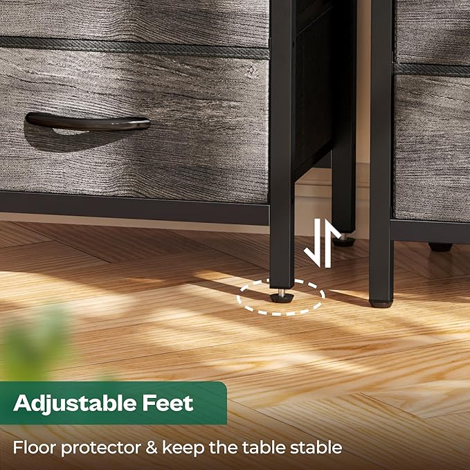 Huuger Nightstand with Charging Station, 27.6 Inch End Table Bedside Table with - Image 8