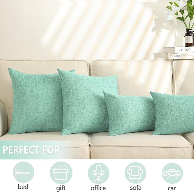 Stellhome Burlap Throw Pillow Covers Solid Farmhouse Linen Pillowcase - Image 5