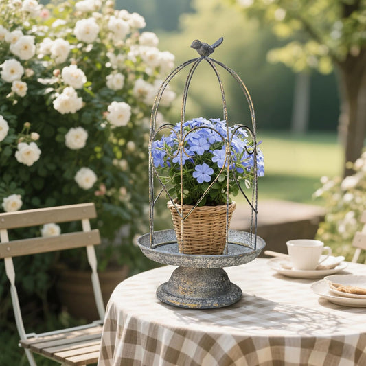 Rustic Farmhouse Metal Planter Holder Vintage Birdcage Candle Holder Distressed Deractive Flower Stand for Wedding Decor Party Centerpieces Garden Home Patio Outdoor Indoor Decor