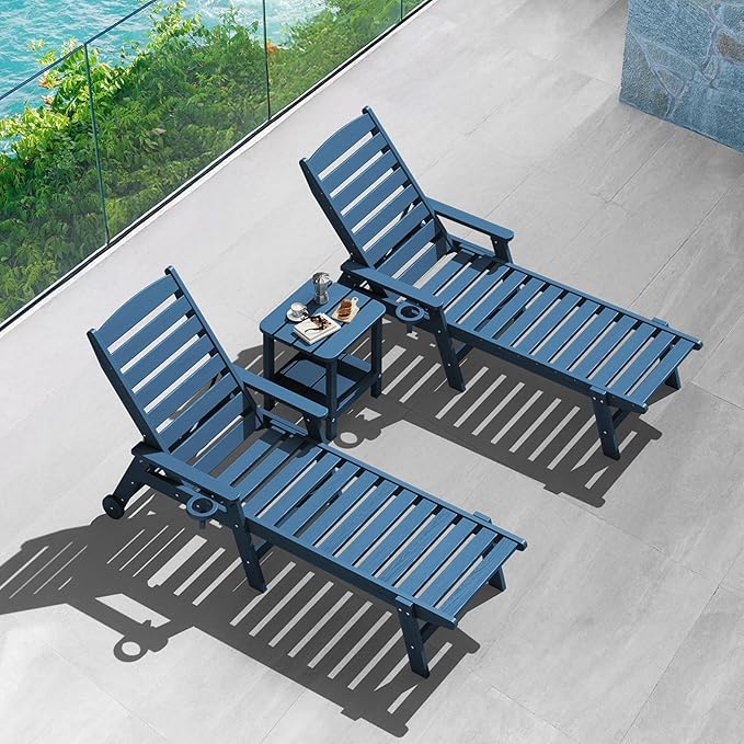 SERWALL Adirondack Table Set of 4, Outdoor Side Table- Blue - Image 6