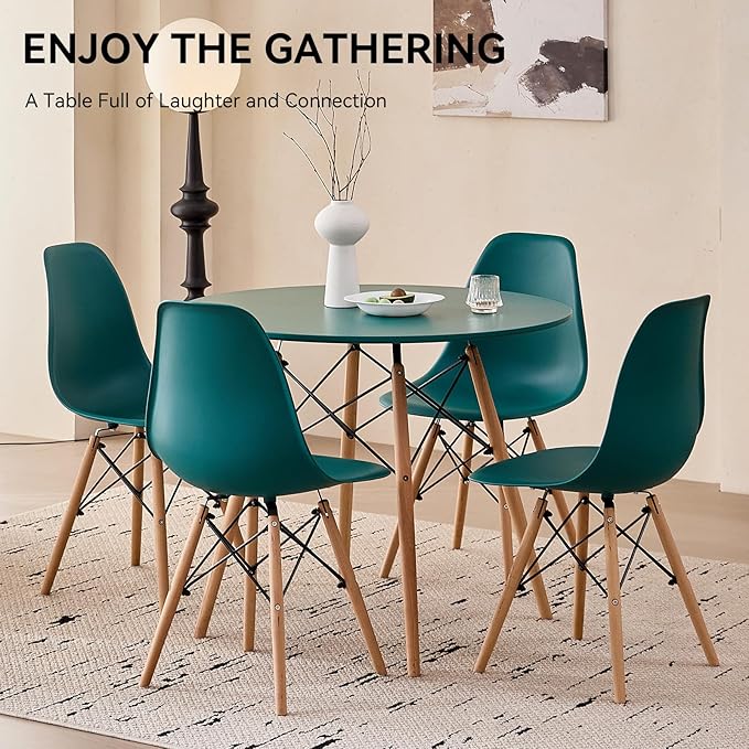 5-Piece Round Dining Table Set, Small 35.5" Kitchen Table Chairs Set of 4 Space - Image 6