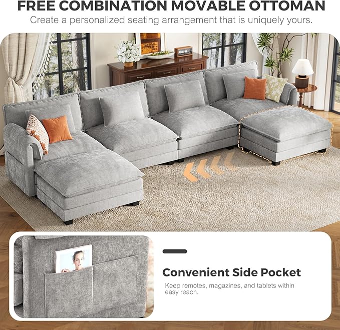 ELUCHANG 116" Modular Sectional Sofa, Comfy Cloud Couch, L Shaped Deep Seat - Image 9