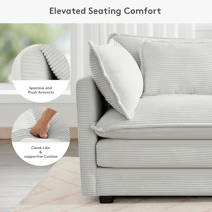 ROWHY 113'' Sectional Cloud Couch, 5 Seater Modular Corner L Shape Sofa Big - Image 3