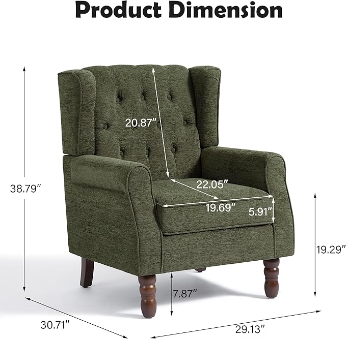 Mid-Century Modern 2-Piece Wingback Chair Set - Image 2