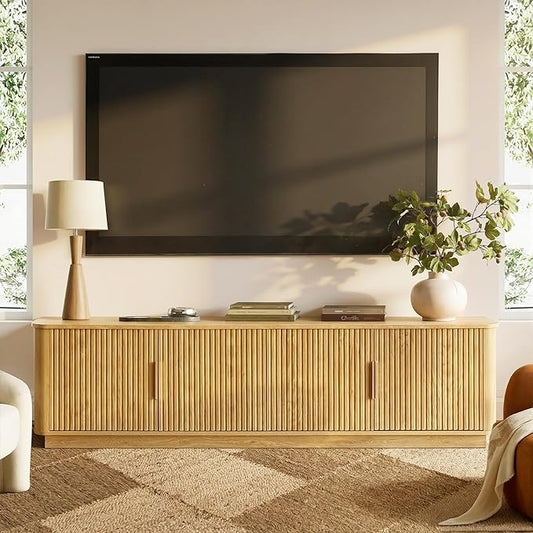 win2win 67" TV Stand for 80 Inch TV, Modern Fluted Entertainment Center by WIN2WIN