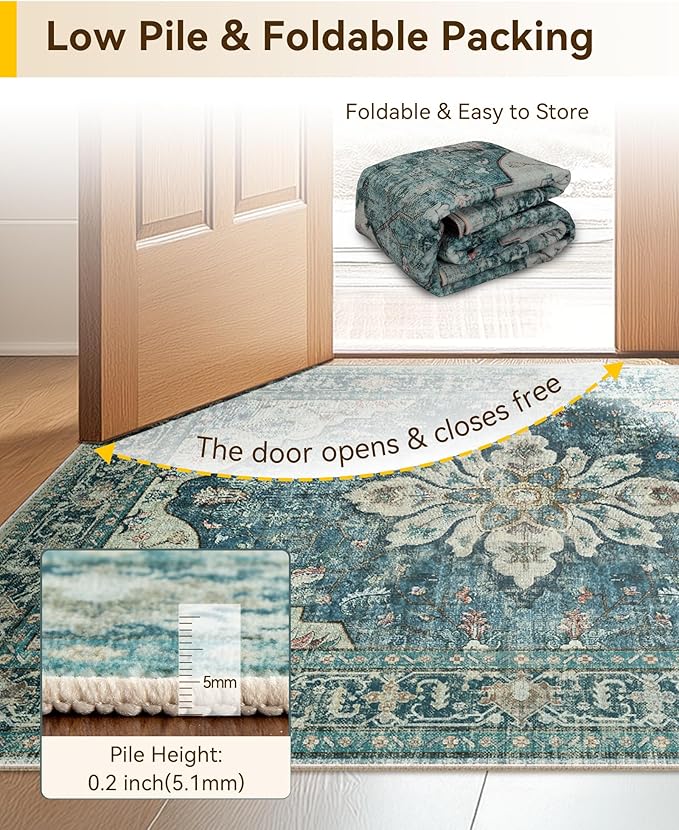 RELEANY Area Rugs 2'x9' Runner Rug Non Slip Washable - Image 4