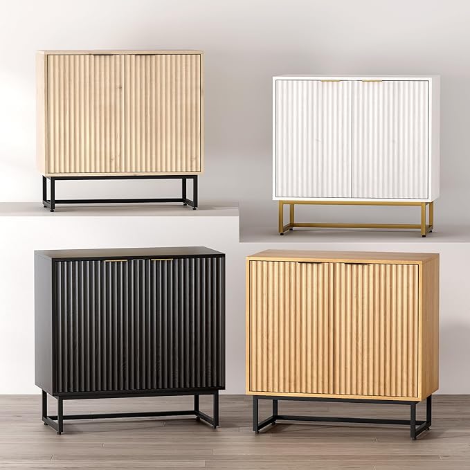 EYYTHUNG Fluted Storage Cabinet Sideboard Buffet Cabinet, Modern Accent Cabinets - Image 6