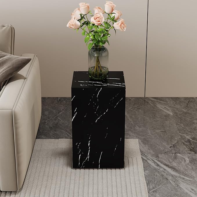 Black Rectangular End Coffee Table, Modern Elegant Bedside Nightstand Table - Image 8