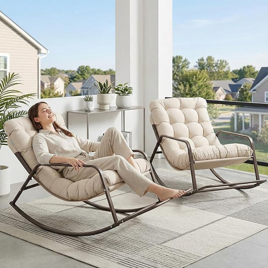 RADIATA 2pcs Rocking Lounge Chair, Indoor Outdoor Reclining Lounger by RADIATAPatioGardenFurniture