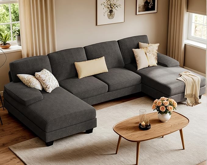 Furniwell Convertible Sectional Sofa Couch, 4 Seat Sofa Set - Image 6