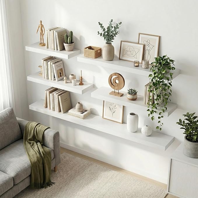 12 inch Deep Floating Shelves for Wall, 24 inch Wide Engineered Wood Wall - Image 3