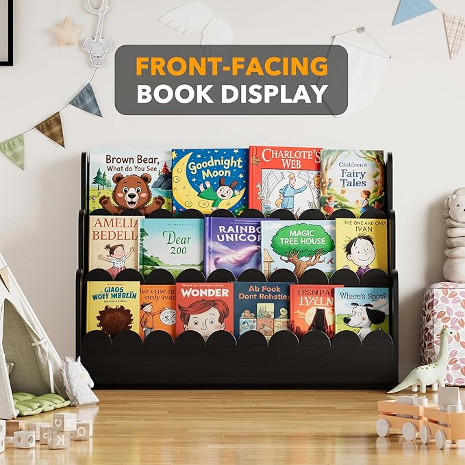 SpaceAid 3-Tier Scalloped Bookshelf, Montessori Bookcase - Image 5