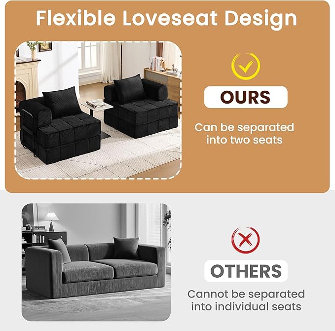Korser Folding Convertible Sofa Bed, Corduroy Upholstered Boneless Couch - Image 9