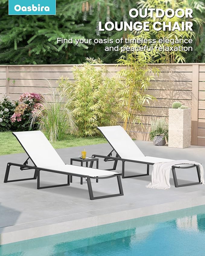 Aluminum Chaise Lounge Chair Outdoor, Foldable& No Assembly Patio Pool Lounge - Image 6