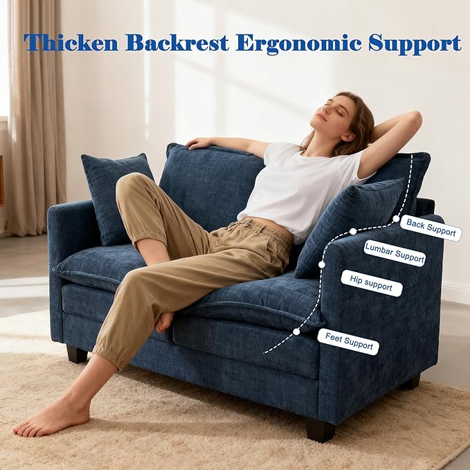 Loveseat Sofa Cloud Sofa Couch 50'', Modern Loveseats 2 Seat Couch 27" Deep Seat - Image 5