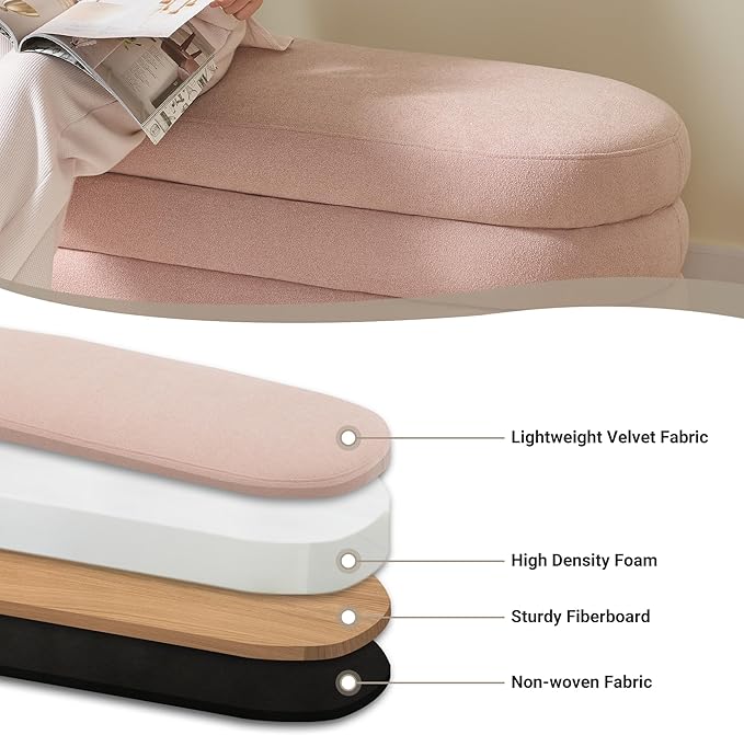 Busaurus Storage Ottoman Bench 49.2 Inch Upholstered Fabric Storage Bench - Image 4