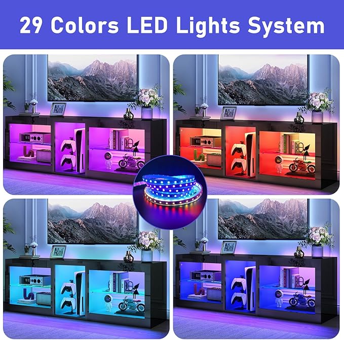 71in Large LED TV Stands W/Power Outlet - Image 4
