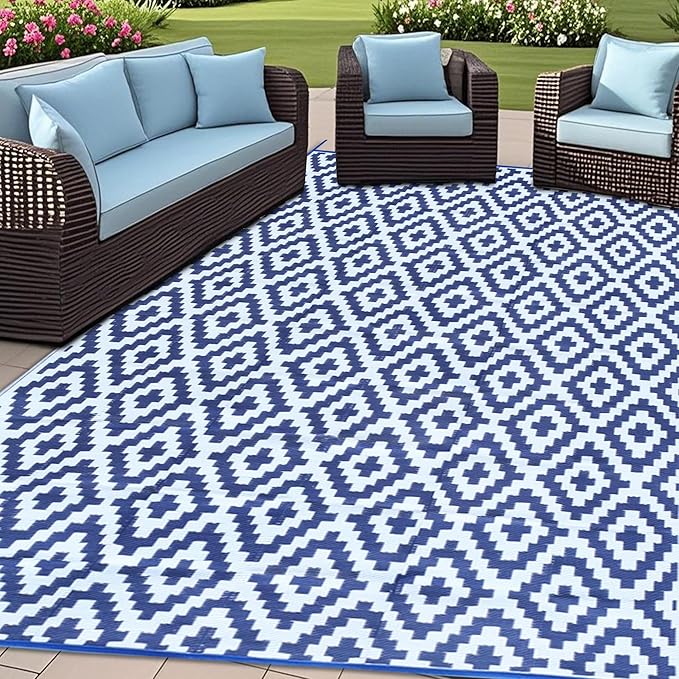 SAND MINE Reversible Mats, Plastic Straw Rug, Modern Area Rug, Large Floor Mat by SANDMIND