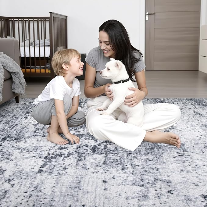 4x6 Area Rug Living Room Rug: Washable Modern Abstract Soft Thin Rug Indoor - Image 6