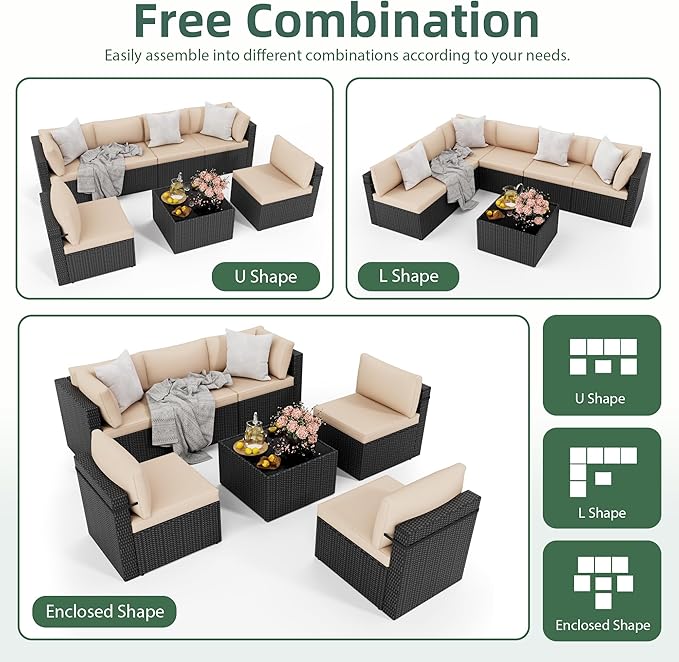 7-Piece Outdoor Sectional Sofa Set, Weather-Resistant Patio Furniture Set - Image 4