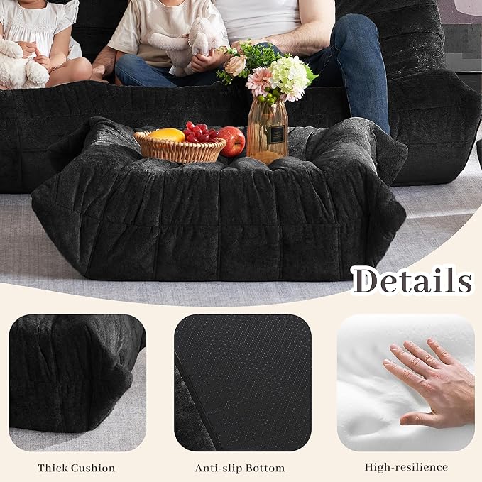 Bean Bag Ottoman, Memory Foam Lazy Bean Bag Sofa, Fireside Chair Foot Rest - Image 5