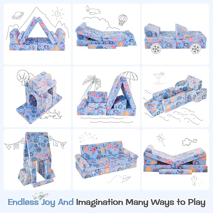 IFNOW Modular Kids Play Couch, Convertible & Washable Toddler Foam Couch Kids - Image 5