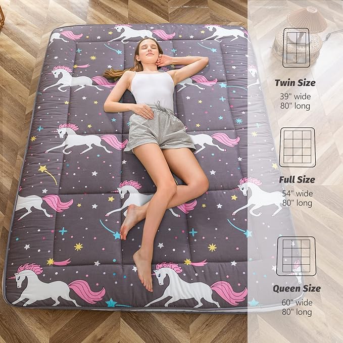MAXYOYO Unicorn Pattern Futon Mattress, Padded Japanese Floor Mattress Quilted - Image 5